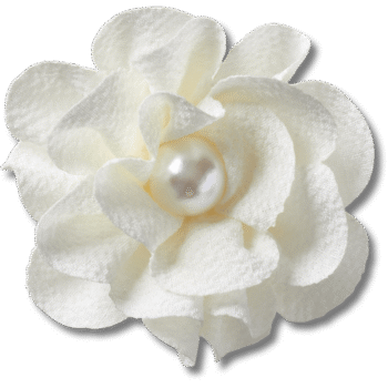 White Fabric Flower With Pearl